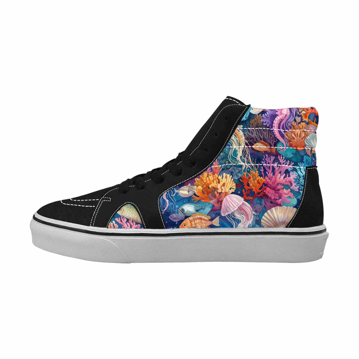 MEN'S Fish Scale Coral High Top Canvas Vivid Custom Sneakers
