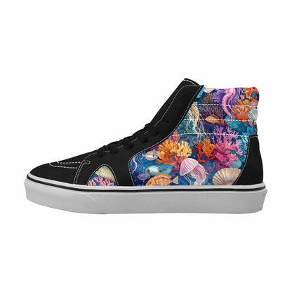 MEN'S Fish Scale Coral High Top Canvas Vivid Custom Sneakers