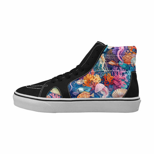 MEN'S Fish Scale Coral High Top Canvas Vivid Custom Sneakers