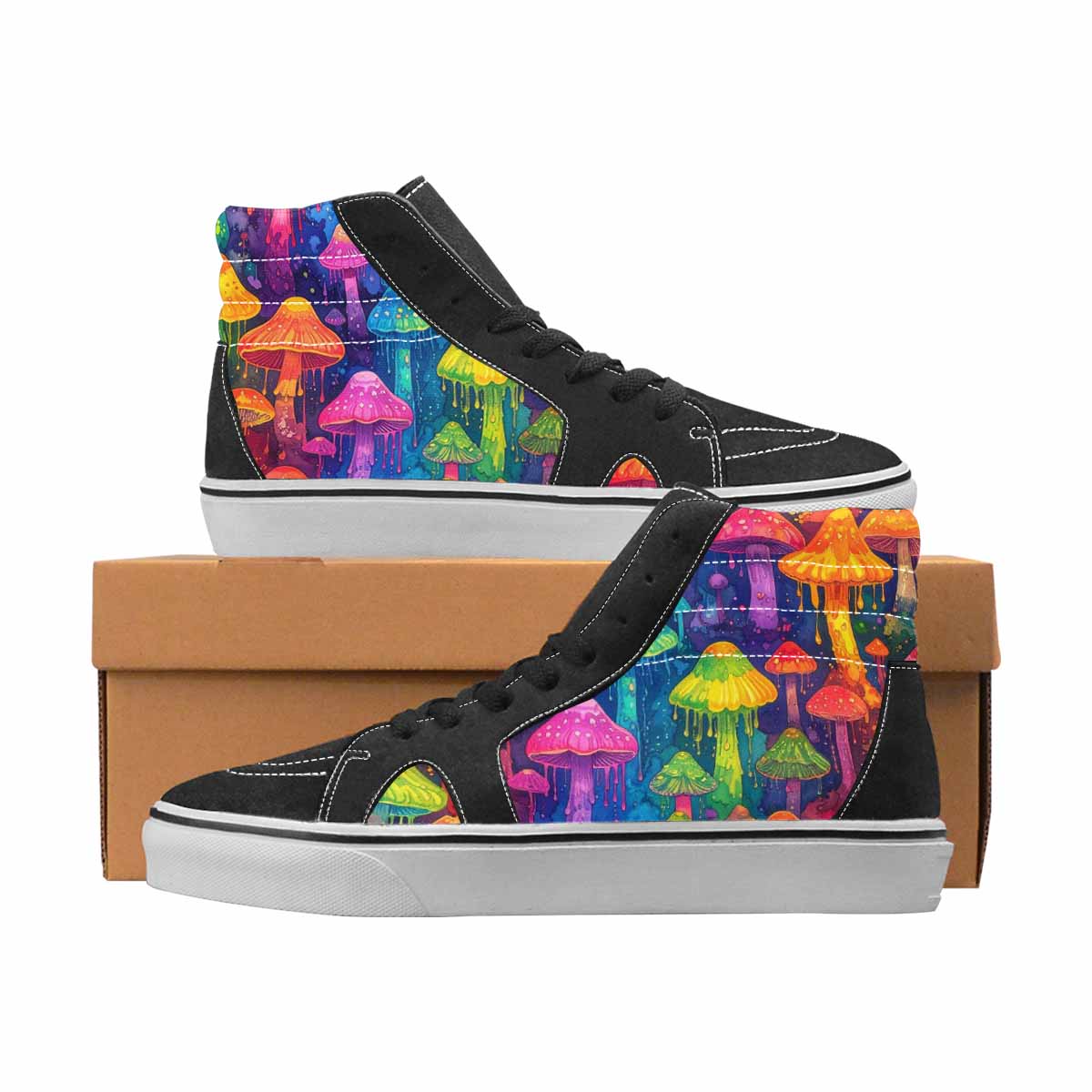 WOMEN'S Mushrooms High Top Canvas Artist-designed Aesthetic Shoes