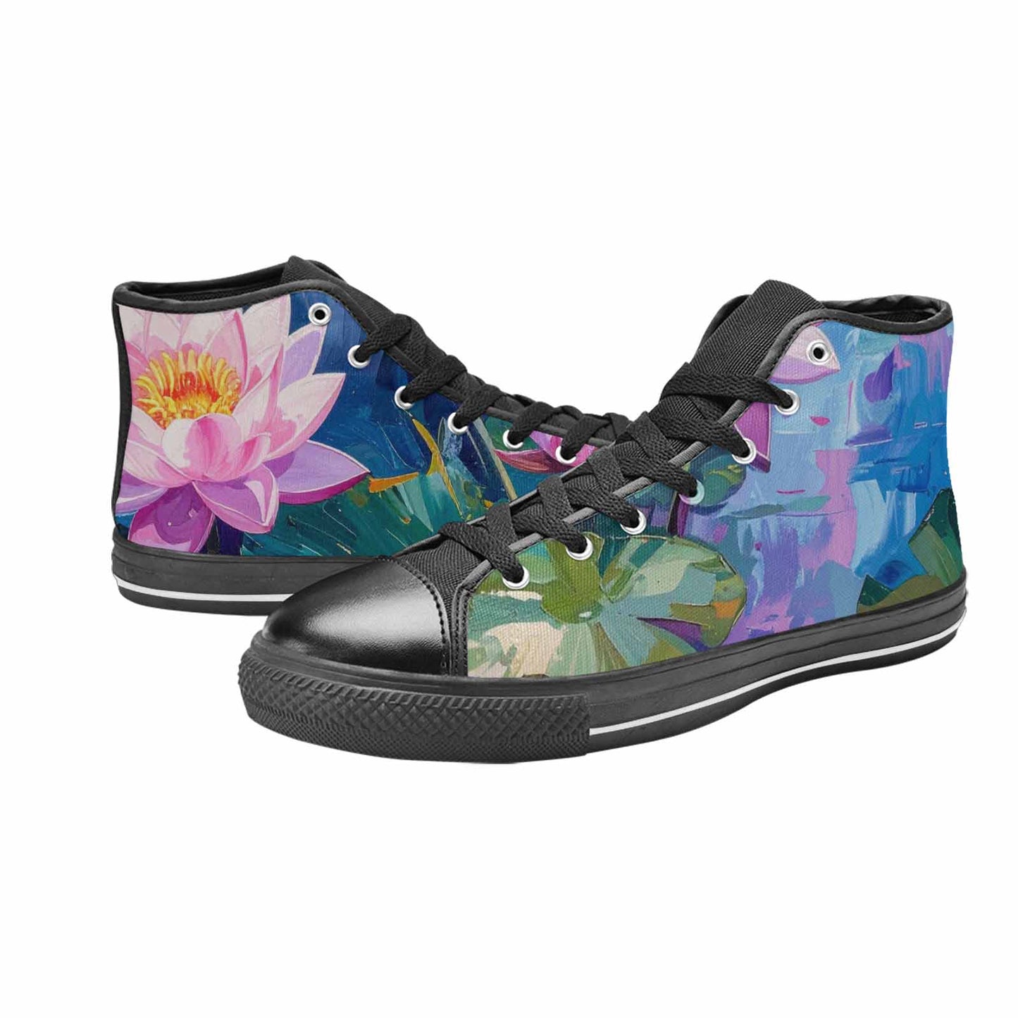 MEN'S Monet-Style Impressionist Water High Top Canvas Cottagecore Sneakers
