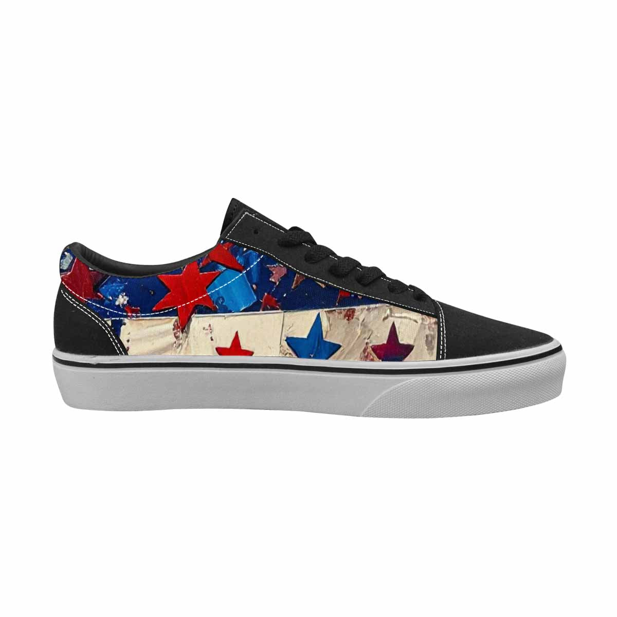 WOMEN'S Patriotic Stars Stripes Lace-Up Canvas Neon Fantasy Custom Shoes
