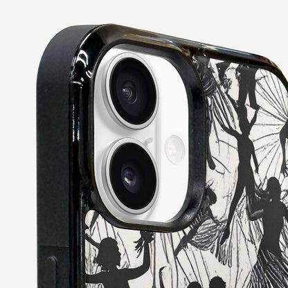 iPhone 16 Case — Bold Dancing Figure Line Art Pattern, Original Design Phone Case