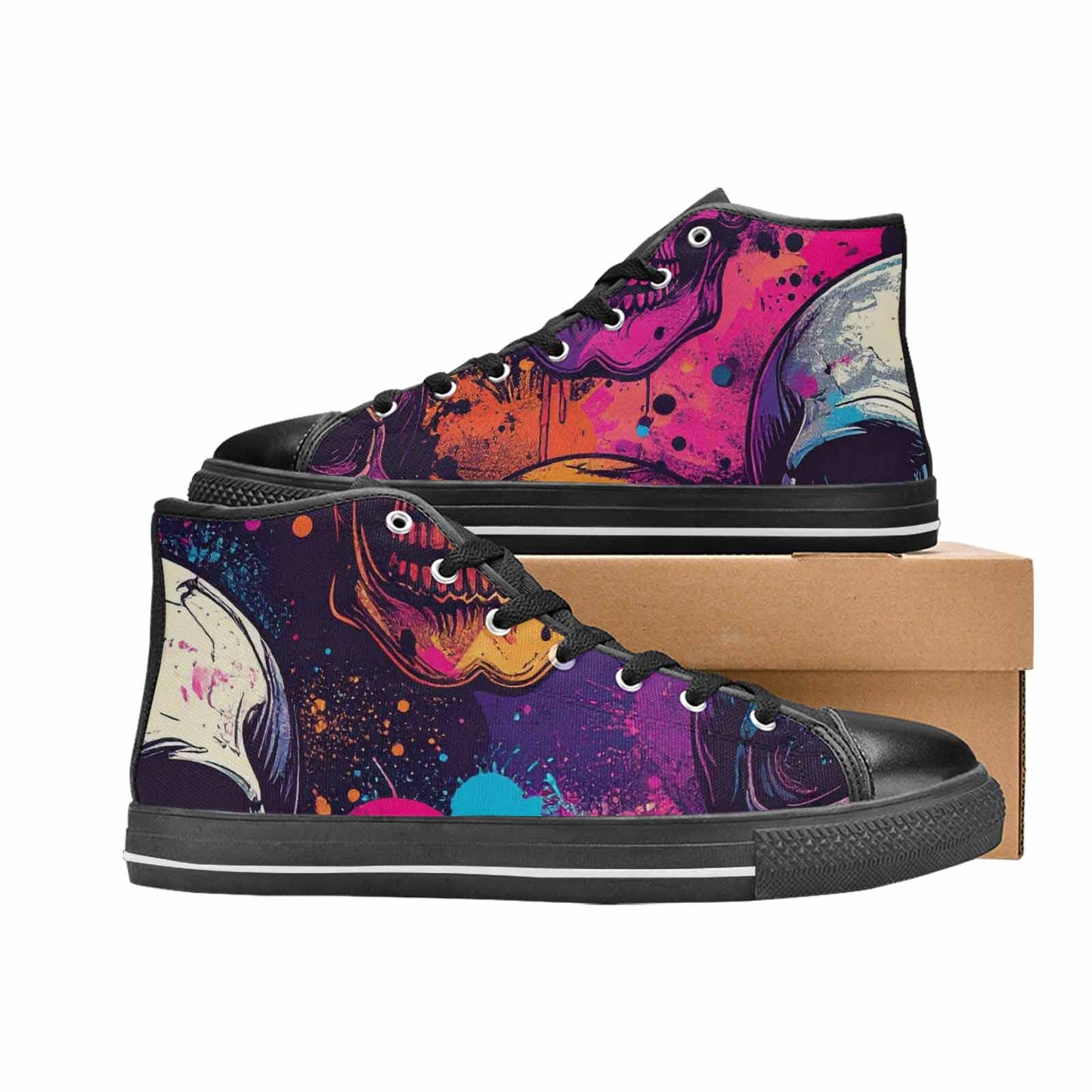 MEN'S Skulls Splatter Comic High Top Canvas Dark Academia Sneakers