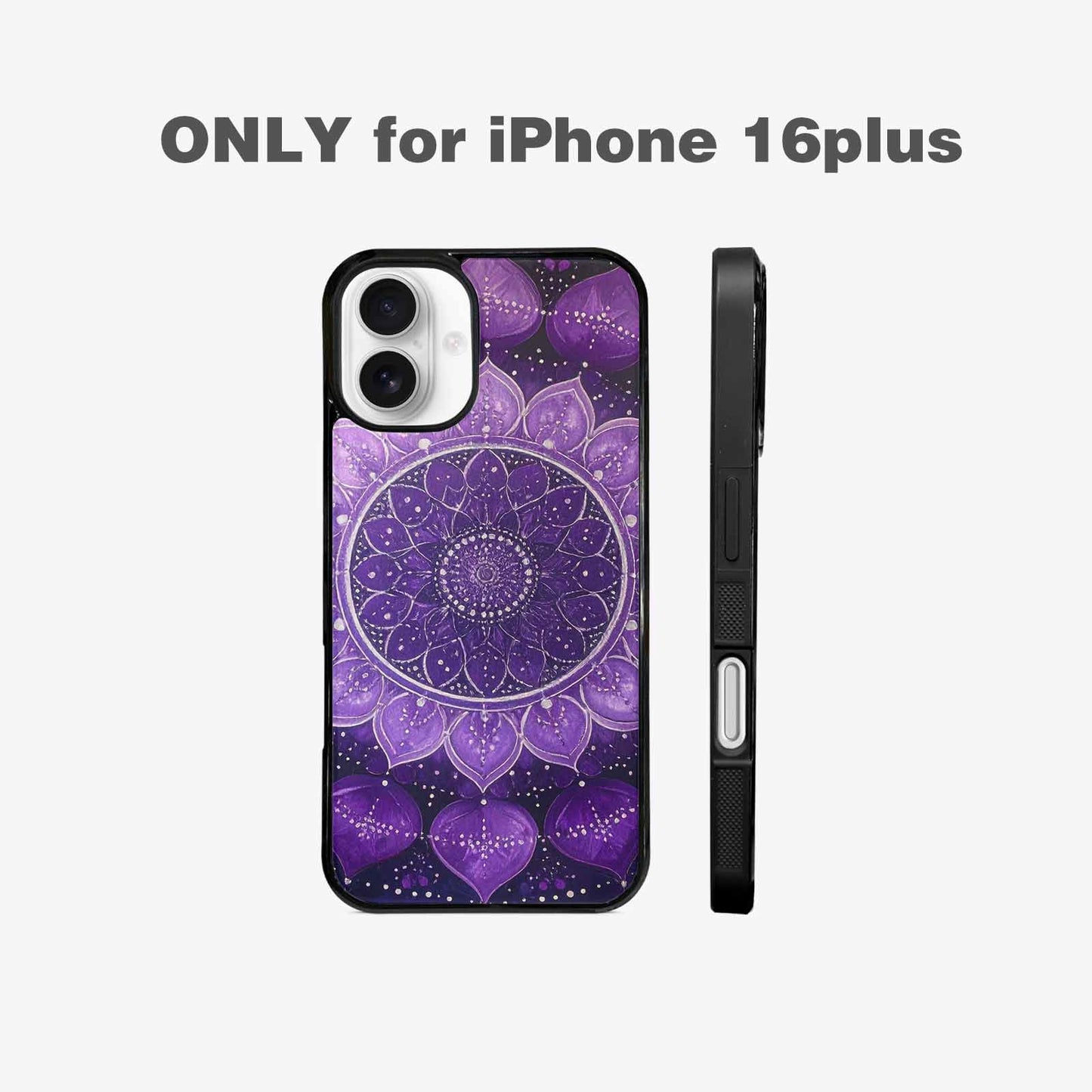 iPhone 16 Plus Case — Purple Mandala Bohemian Print Edge To, Original Design Phone Case