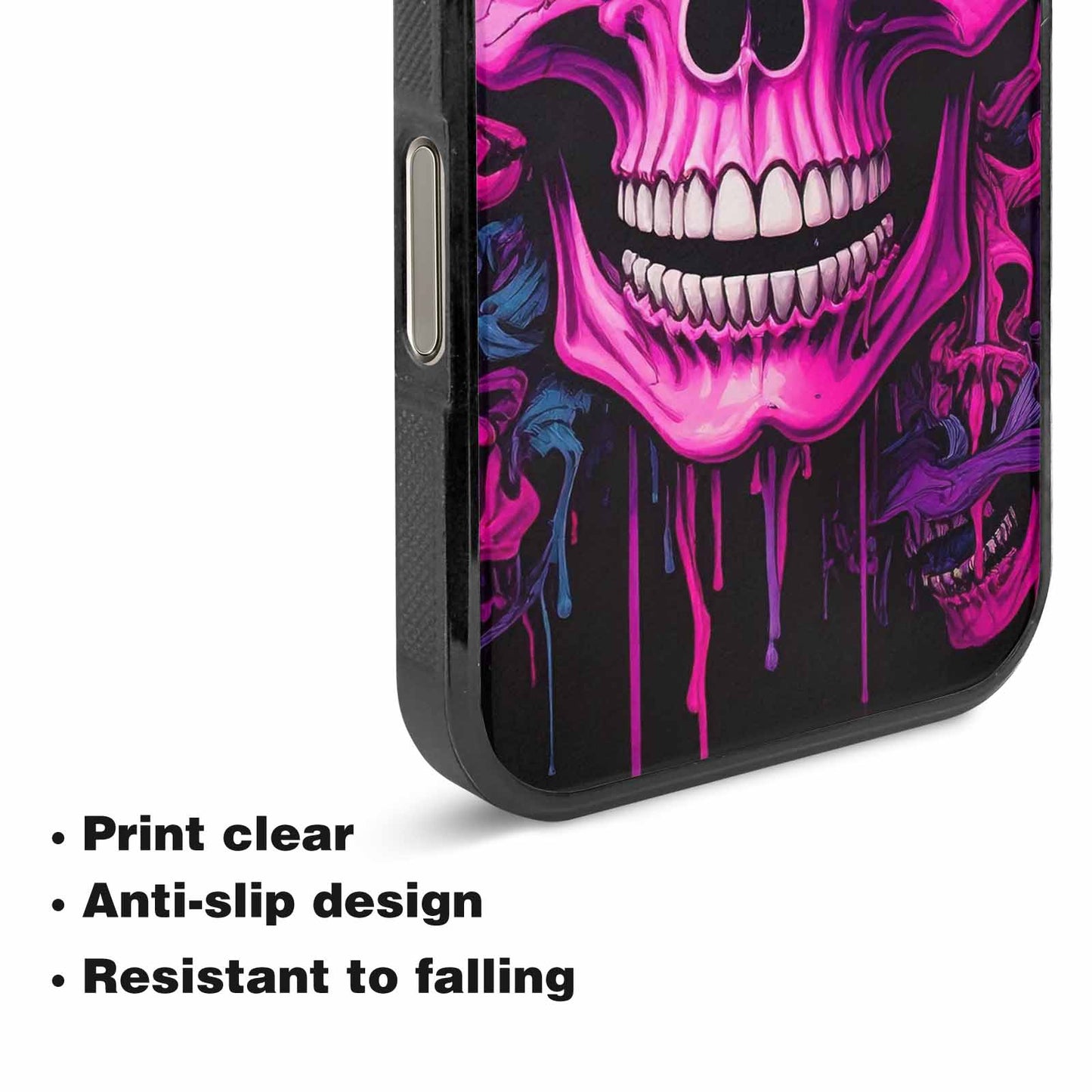 iPhone 16 Pro Max Case — Pink Purple Skeletons Neon Drip Melting, Customized Protective Case