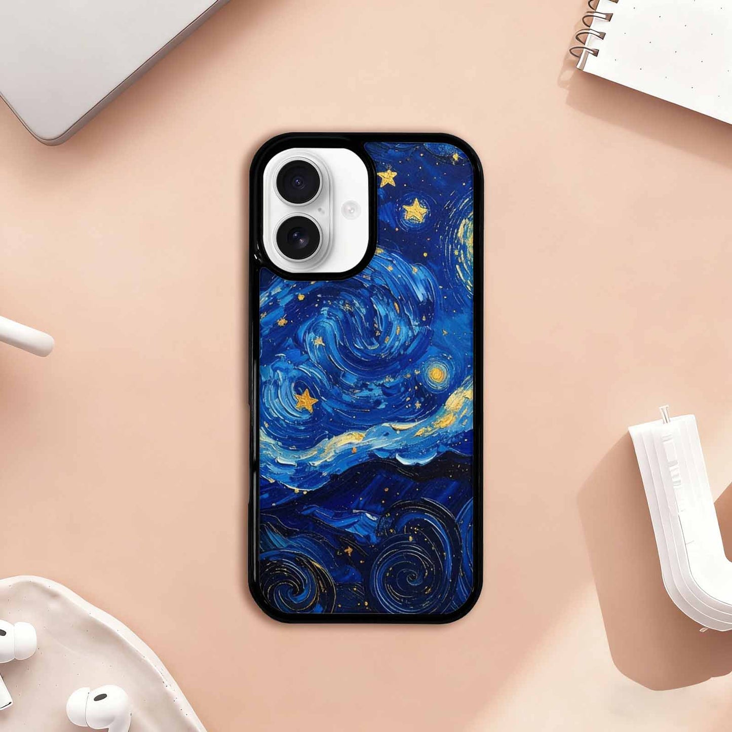 iPhone 17 Case — Swirling Deep Blue Night Galaxy Space, Custom Art Phone Cover
