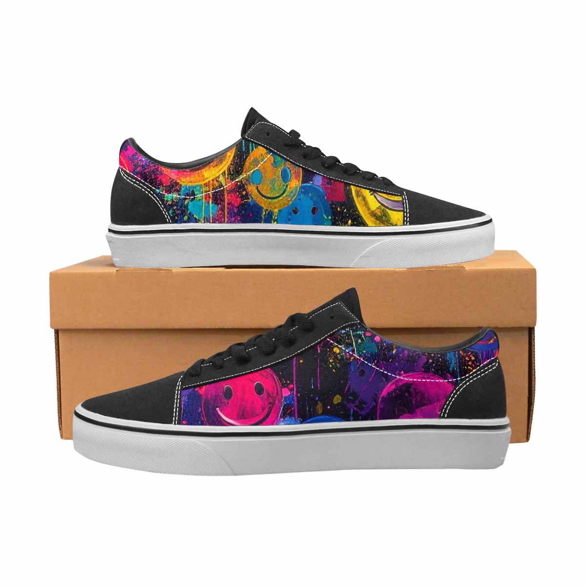 WOMEN'S Smiley Faces × Glow Lace-Up Canvas Cottagecore Sneakers