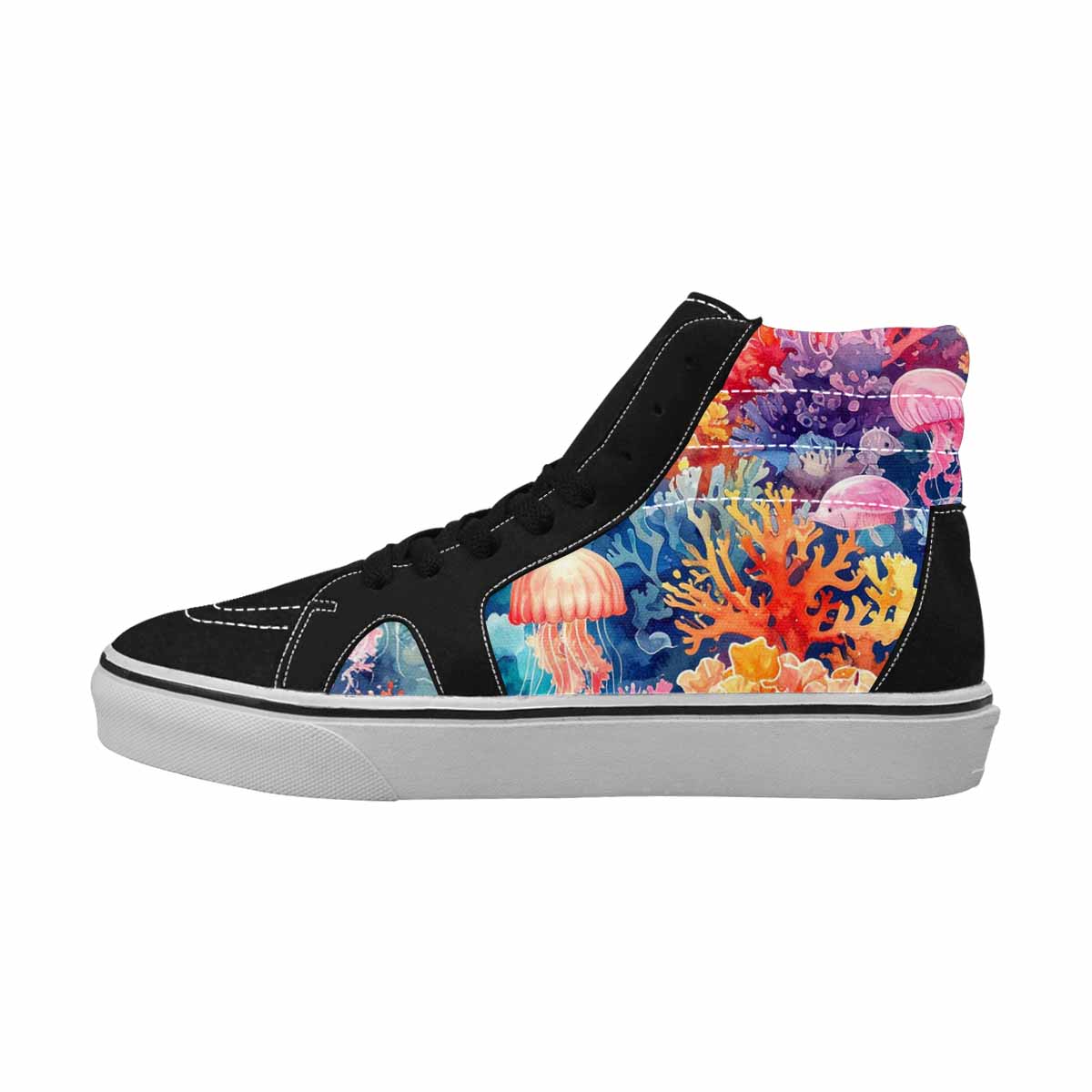 WOMEN'S Fish Scale Coral High Top Canvas Wallpaper Art Custom Sneakers