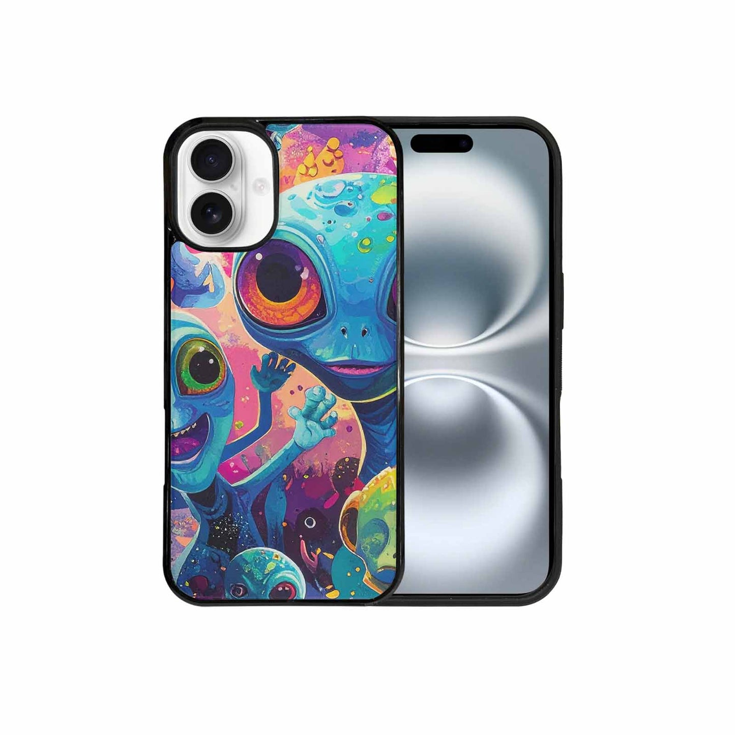 iPhone 16 Plus Case — Cartoon Alien Characters, Customized Protective Case
