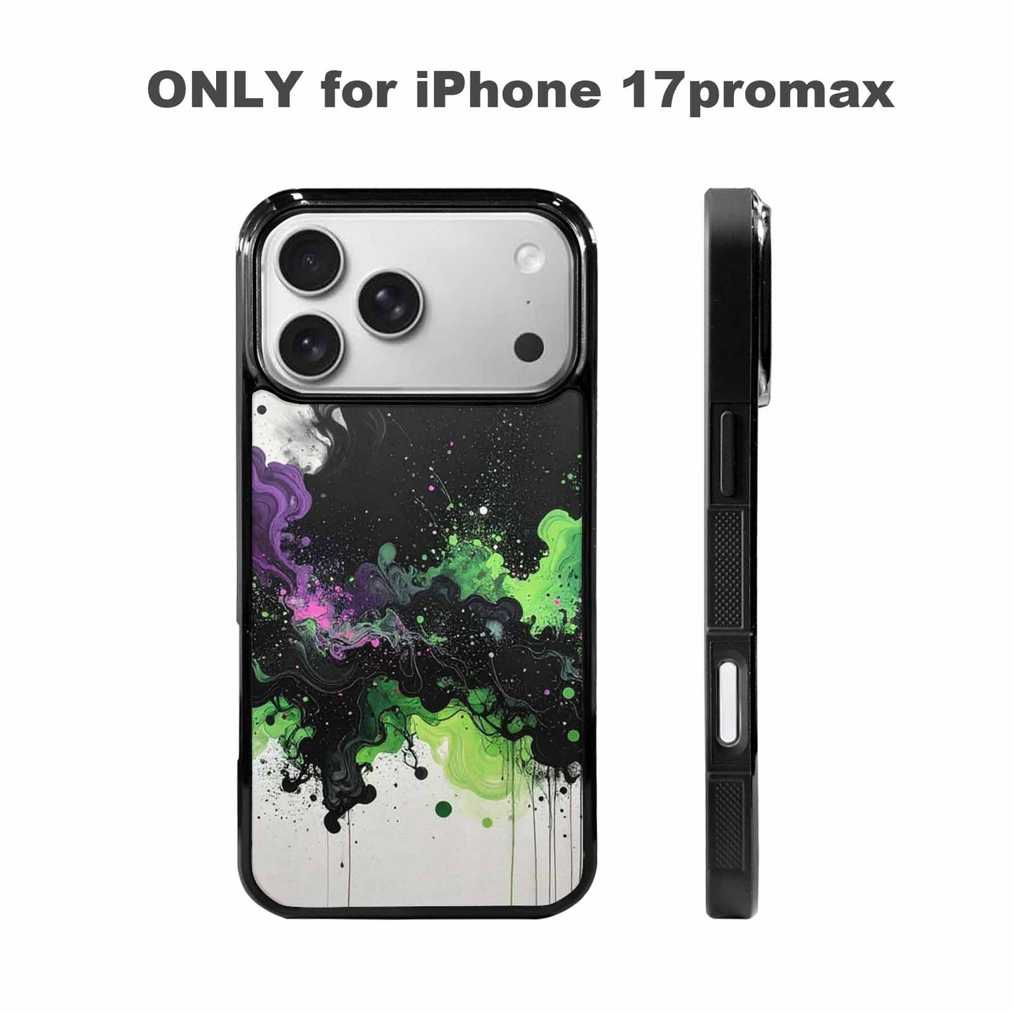 iPhone 17 Pro Max Case — Black &amp; Green Ink Galaxy Space, Custom Print Case Cover