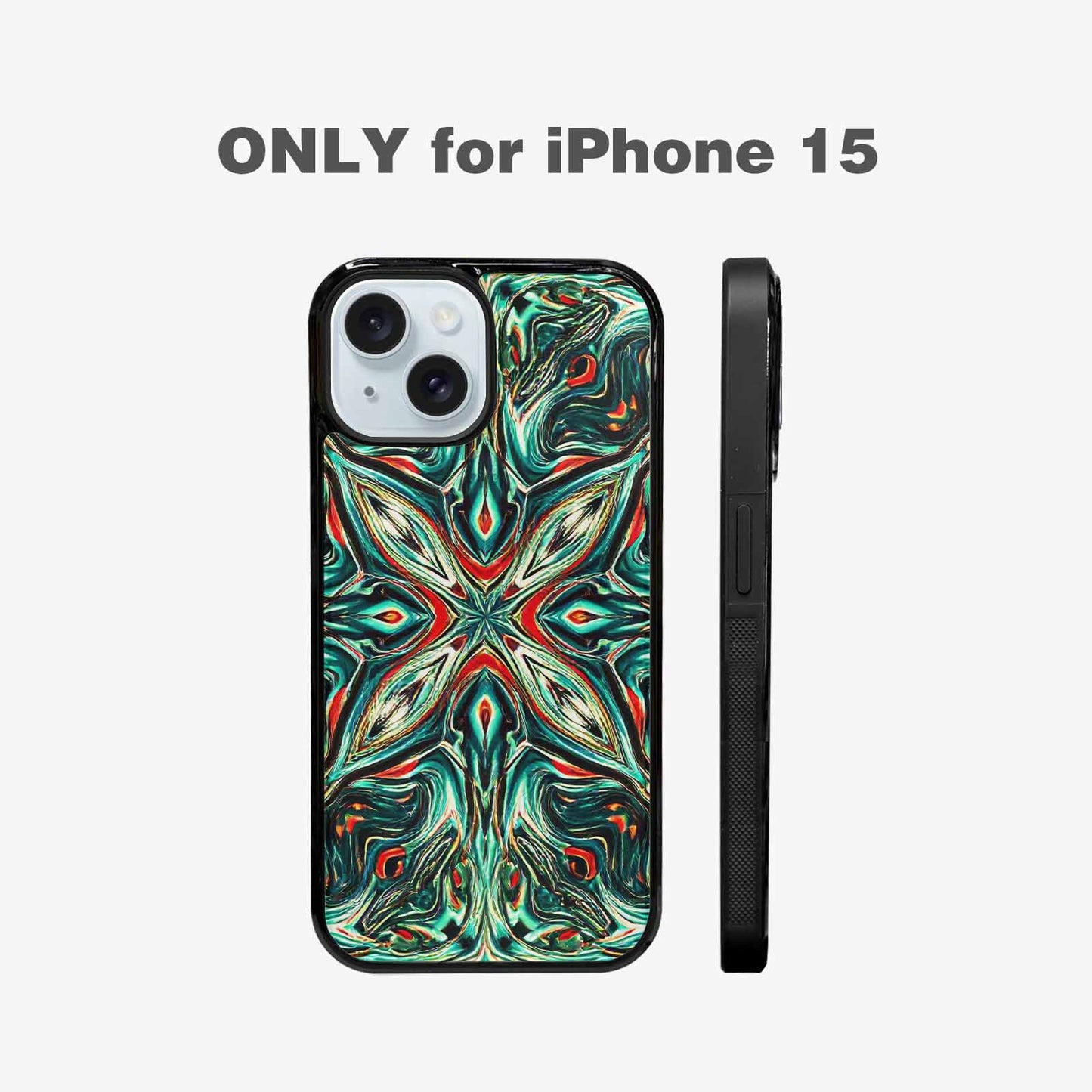 iPhone 15 Case — Holographic Tribal Blaze, Custom Printed Phone Case