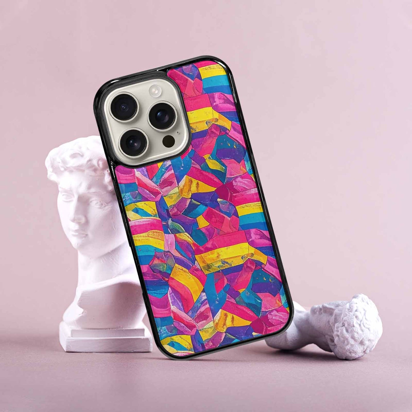 iPhone 16 Pro Case — Pansexual Flag Color Theme Small Rainbow, Custom Printed Phone Case