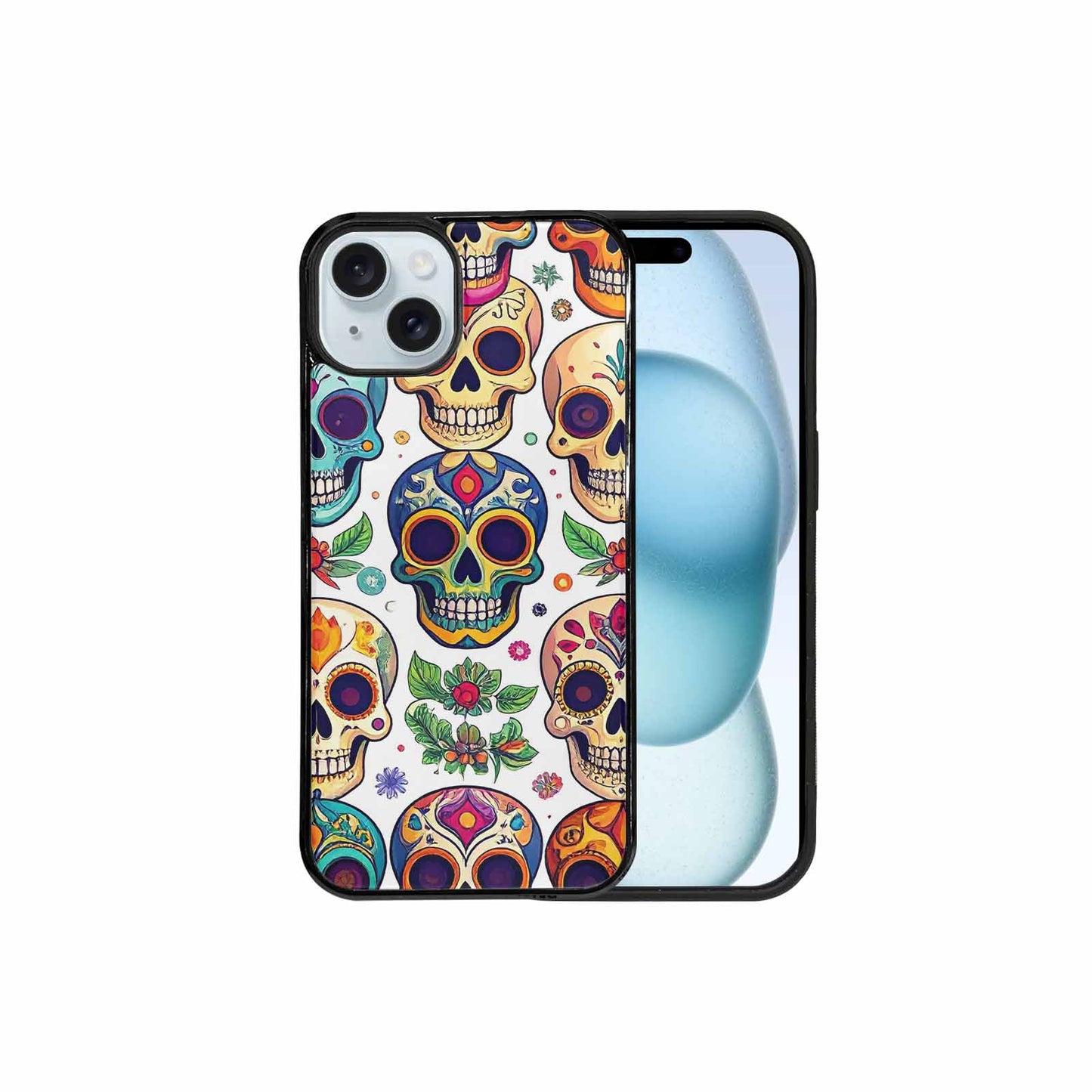 iPhone 15 Plus Case — Vibrant Skull Seamless, Personalized Phone Case