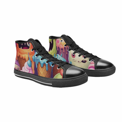WOMEN'S Melting Icecream Cone Monster High Top Canvas Wallpaper Art Sneakers