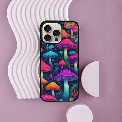 iPhone 16 Pro Max Case — Mushroom Psychedelic Art Seamless Pattern Vibrant, Original Design Phone Case