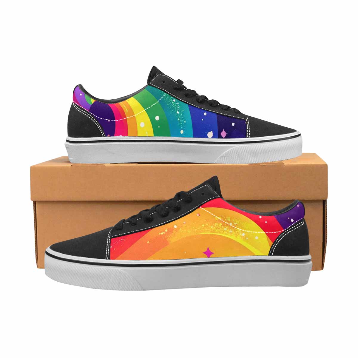 WOMEN'S Rainbow Pride Galaxy Canvas Lace-Up Vibrant Chaos Shoes