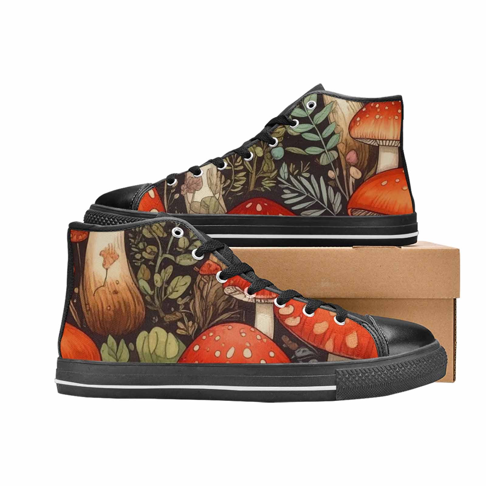 MEN'S Mushroom High Top Canvas Vibrant Chaos Custom Shoes