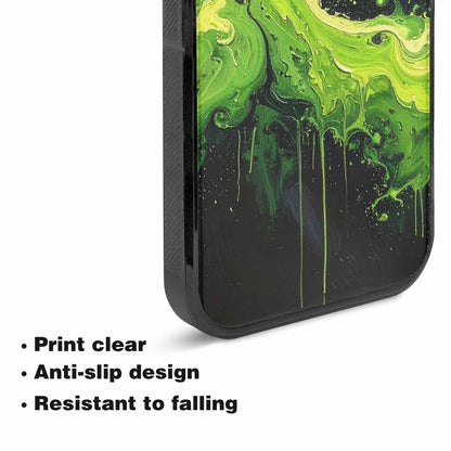 iPhone 15 Plus Case — Melting Galaxy Acid Green, Customized Protective Case