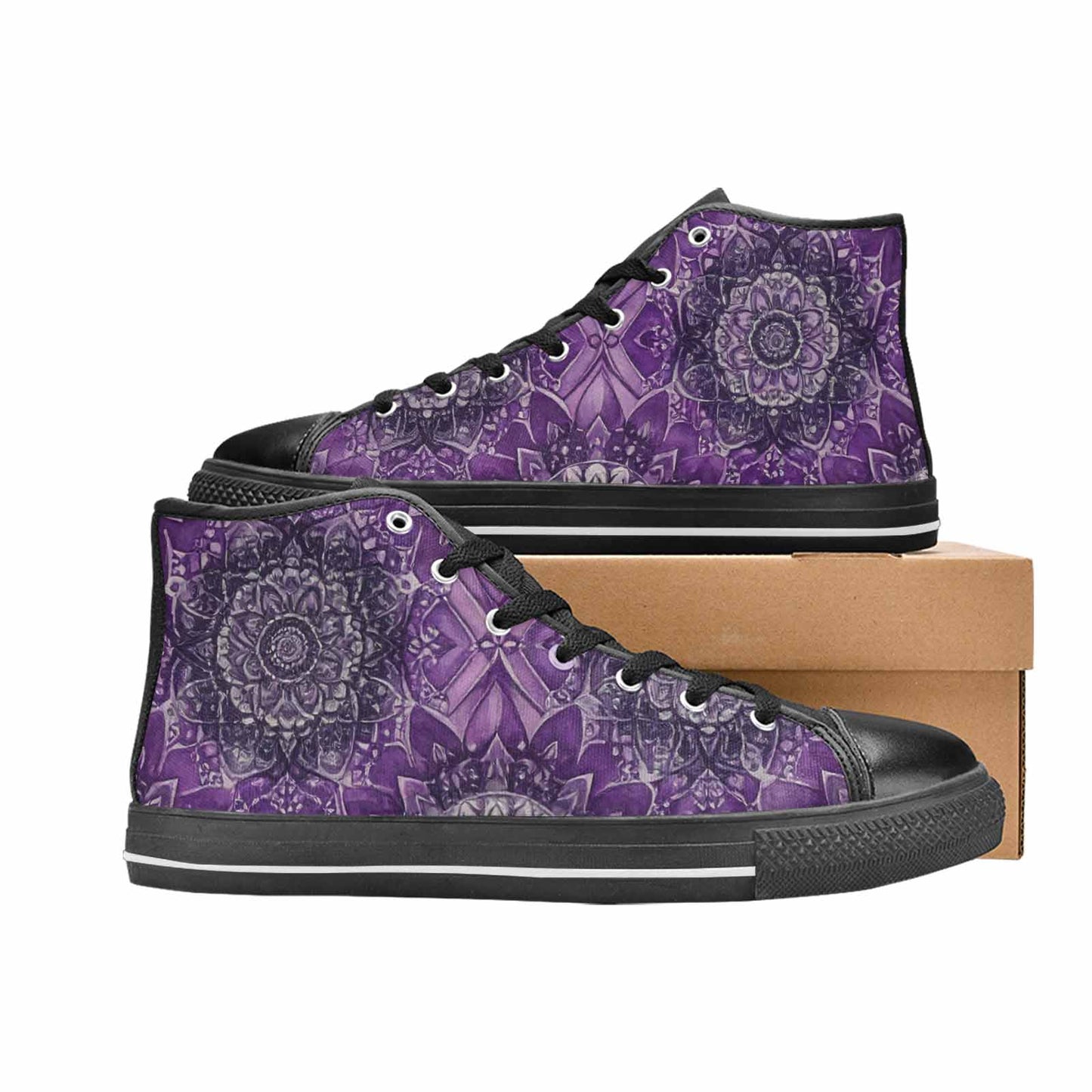 MEN'S Mandala High Top Canvas Wallpaper Art Custom Shoes