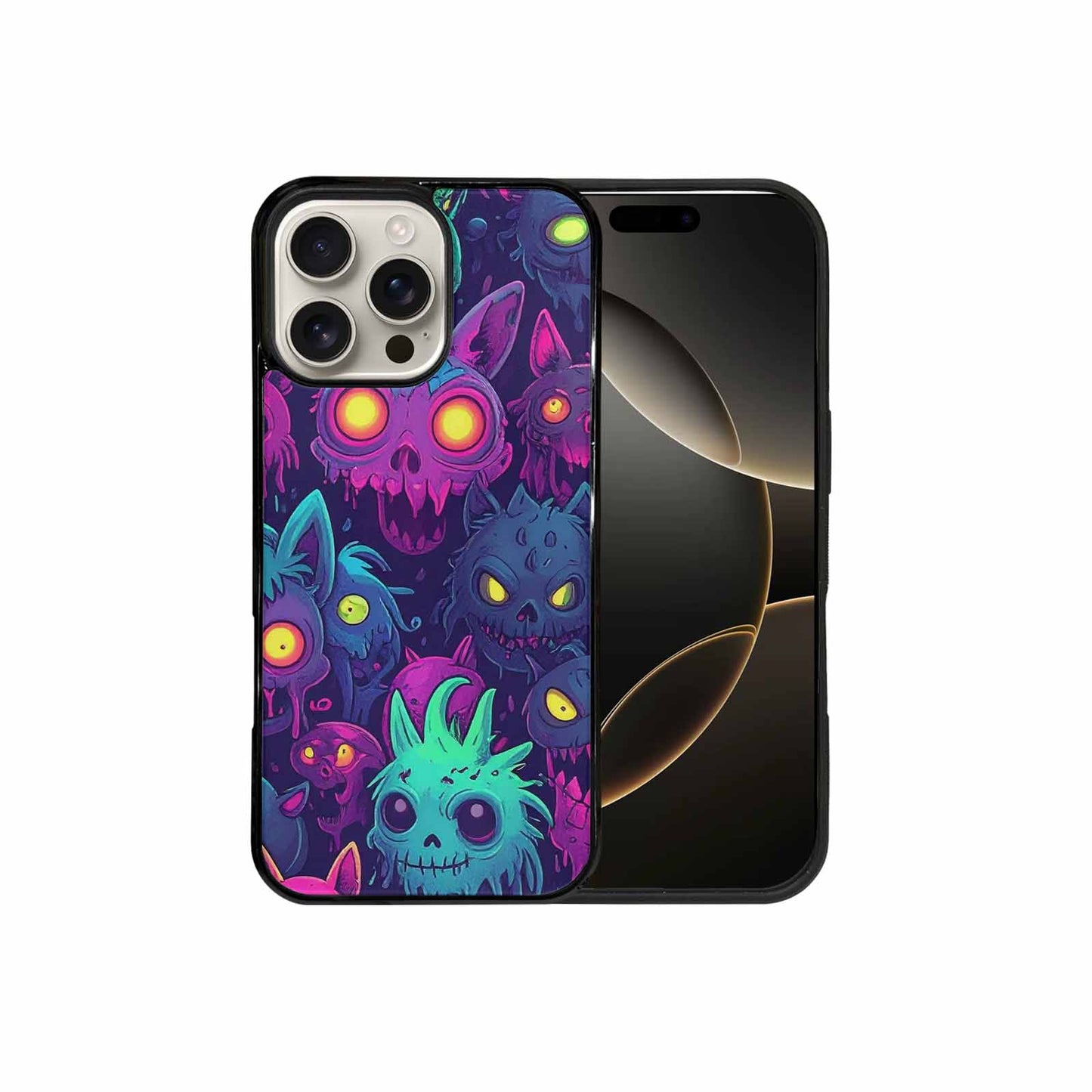 iPhone 16 Pro Max Case — Mixed Toxic Glow Creature Pattern Hundreds, Personalized Phone Case