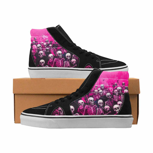 MEN'S Skulls Neon Pink Glow High Top Canvas Made To Order Wallpaper Art Custom Kicks