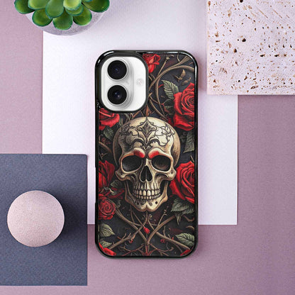 iPhone 16 Case — Gothic Skulls Roses, Original Design Phone Case