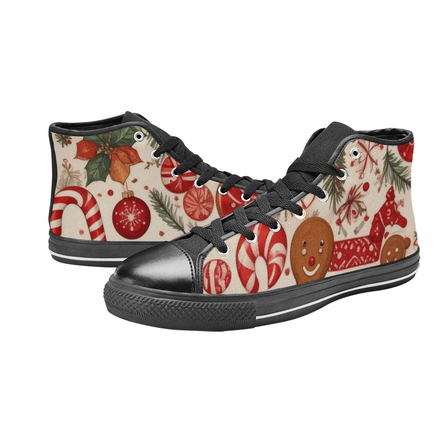MEN'S Christmas Holly Snowflake High Top Canvas Dark Academia Custom Shoes