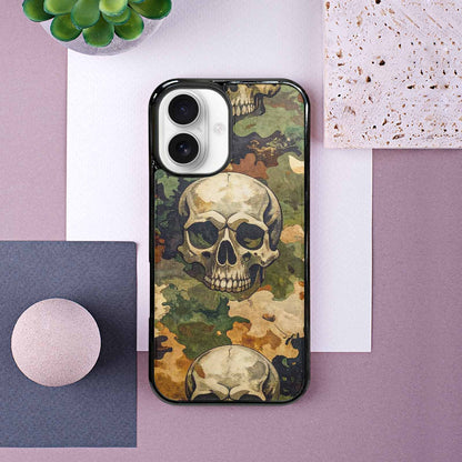 iPhone 16 Case — Military Camo Texture Combined With Distressed, Custom Print Case Cover