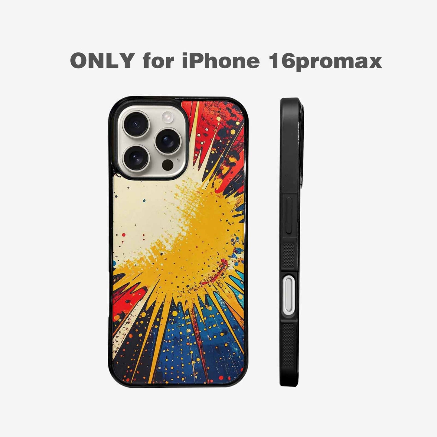 iPhone 16 Pro Max Case — Comic Halftone Comic Bursts Pattern Hundreds, Custom Printed Phone Case