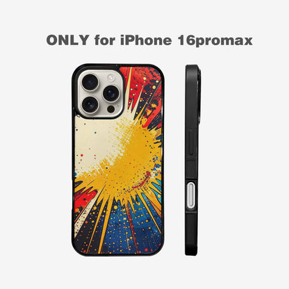 iPhone 16 Pro Max Case — Comic Halftone Comic Bursts Pattern Hundreds, Custom Printed Phone Case