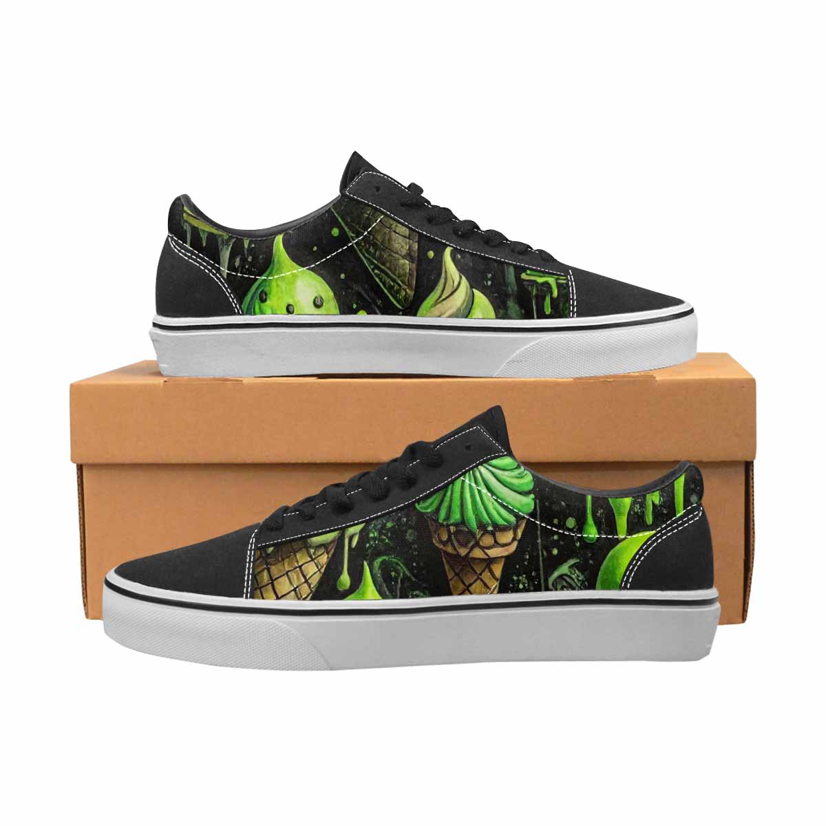 WOMEN'S Ice Cream Motif Lace-Up Canvas Vibrant Chaos Sneakers