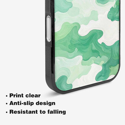 iPhone 16 Plus Case — Camo Mint Green White, Personalized Phone Case