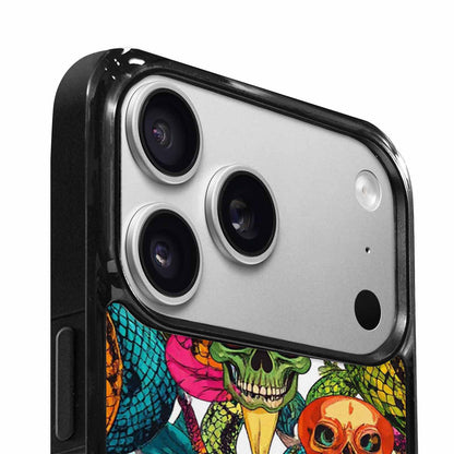 iPhone 17 Pro Case — Snake Print Skull Seamless Pattern Gothic, Customized Protective Case