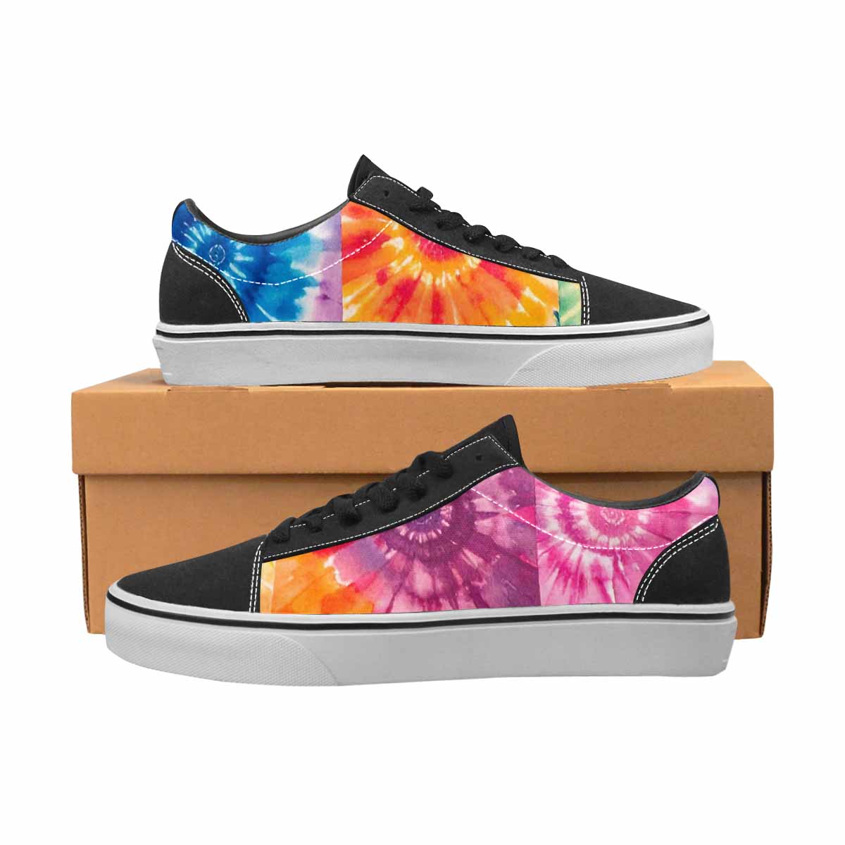 WOMEN'S Tie Dye Swirl Canvas Lace-Up Dark Academia Custom Sneakers