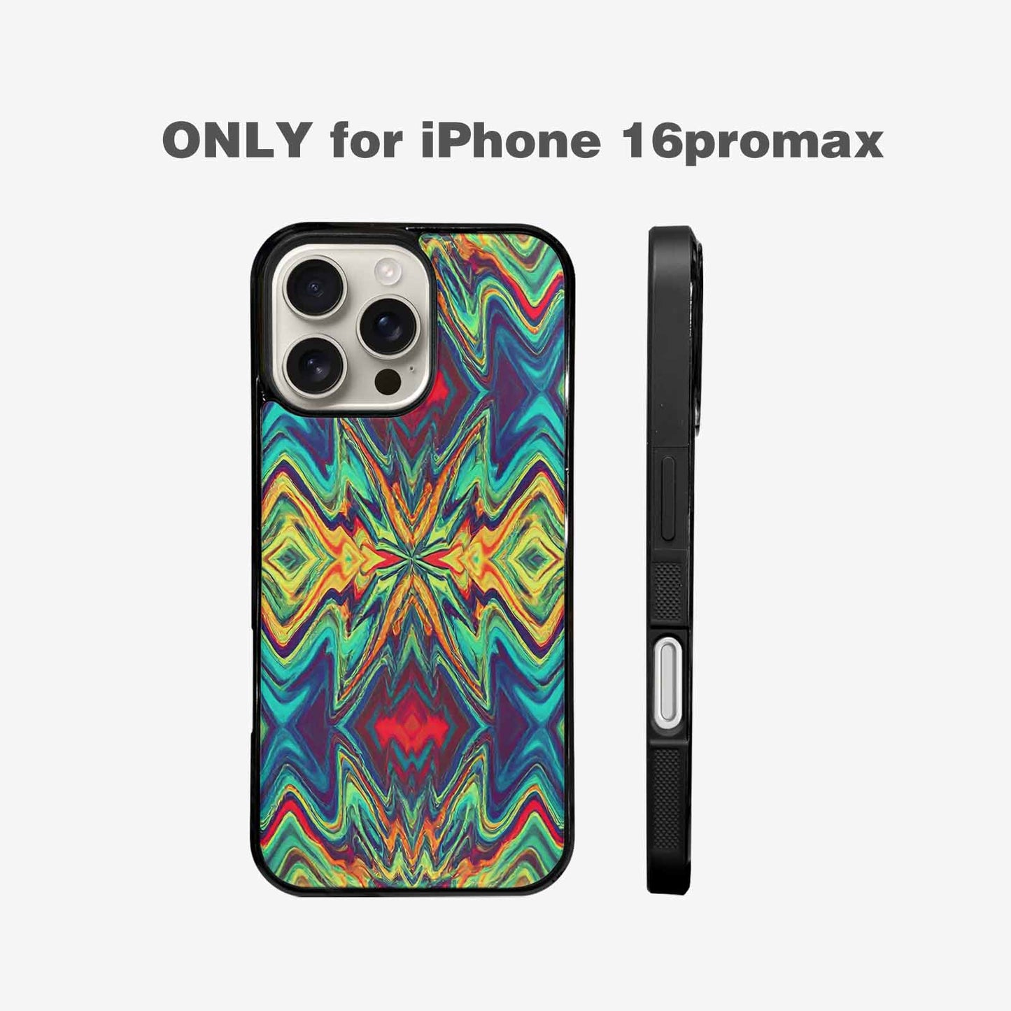 iPhone 16 Pro Max Case — Holographic Tribal Blaze, Custom Art Phone Cover