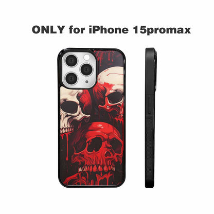 iPhone 15 Pro Max Case — 1000\'s Of Skulls Overlapping Eachother Everywhere, Original Design Phone Case
