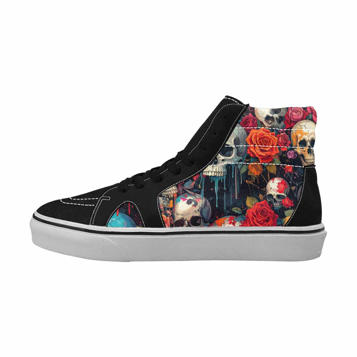 MEN'S Skulls Roses Melting Skulls High Top Canvas Cottagecore Custom Sneakers