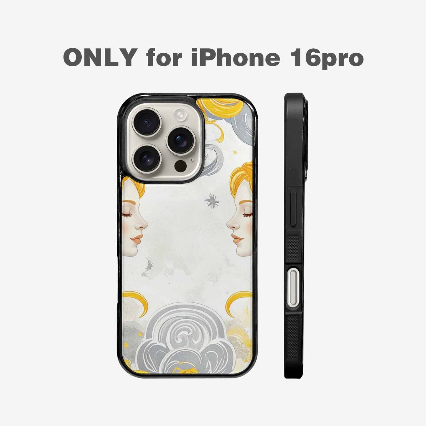 iPhone 16 Pro Case — Gemini Twins Zodiac Pattern Seamless Repeat, Custom Made Phone Cover