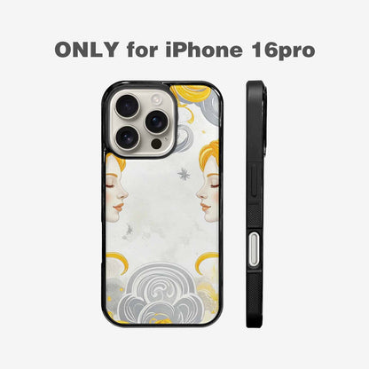 iPhone 16 Pro Case — Gemini Twins Zodiac Pattern Seamless Repeat, Custom Made Phone Cover