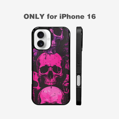 iPhone 16 Case — Pink Purple Skeletons Neon Drip Melting, Custom Printed Phone Case