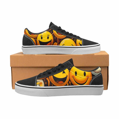 WOMEN'S Melting Moon Smiley — Lace-Up Canvas Vibrant Chaos Sneakers