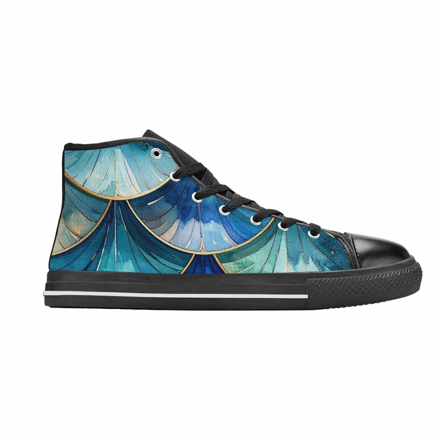 WOMEN'S Mermaid Scale High Top Canvas Grunge Sneakers