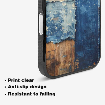 iPhone 16 Case — Denim Distressed Textures Print Edge To, Custom Printed Phone Case