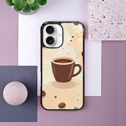 iPhone 16 Case — Coffee Cup And Bean Pattern Seamless, Unique Phone Case Design