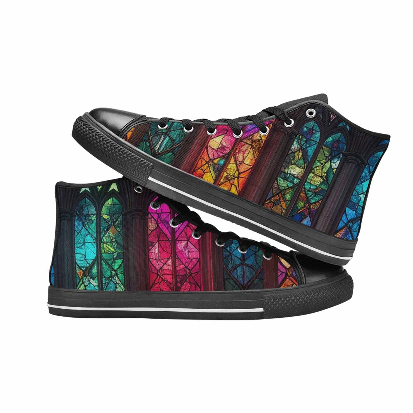 MEN'S Stained Glass Cathedral High Top Canvas Y2K Custom Sneakers
