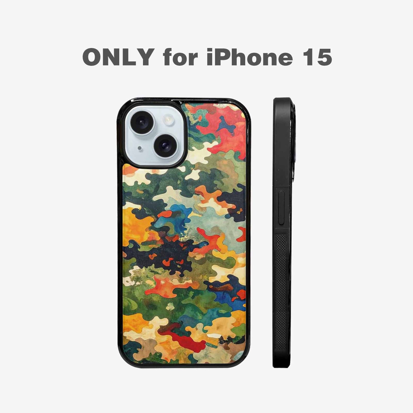 iPhone 15 Case — Camo Patches Full Color Vibrant Camo, Personalized Phone Case