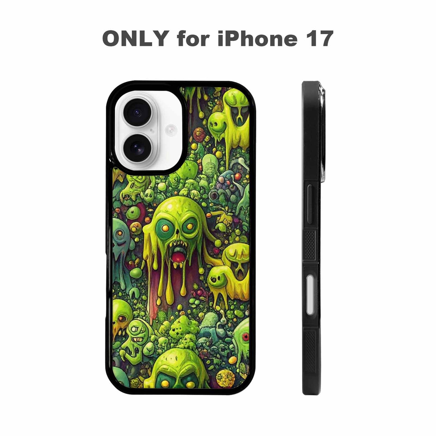 iPhone 17 Case — Toxic Radioactive Creature Pattern Original Art, Custom Printed Phone Case