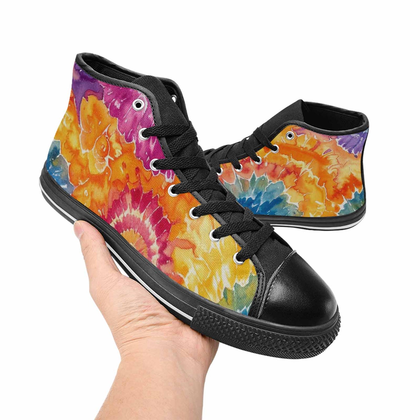 MEN'S Tie Dye Swirl High Top Canvas Wallpaper Art Custom Shoes