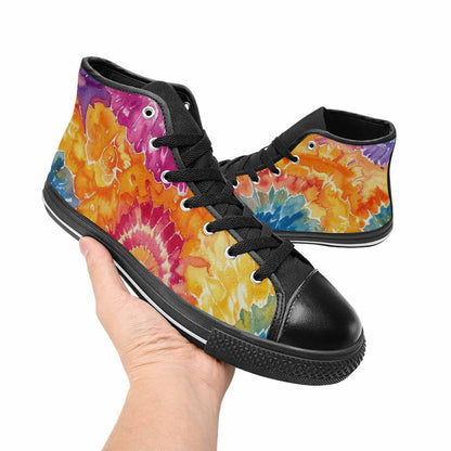MEN'S Tie Dye Swirl High Top Canvas Wallpaper Art Custom Shoes